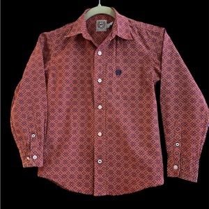 Cinch Long Sleeve Button Up Shirt Boys Size S (6/8)